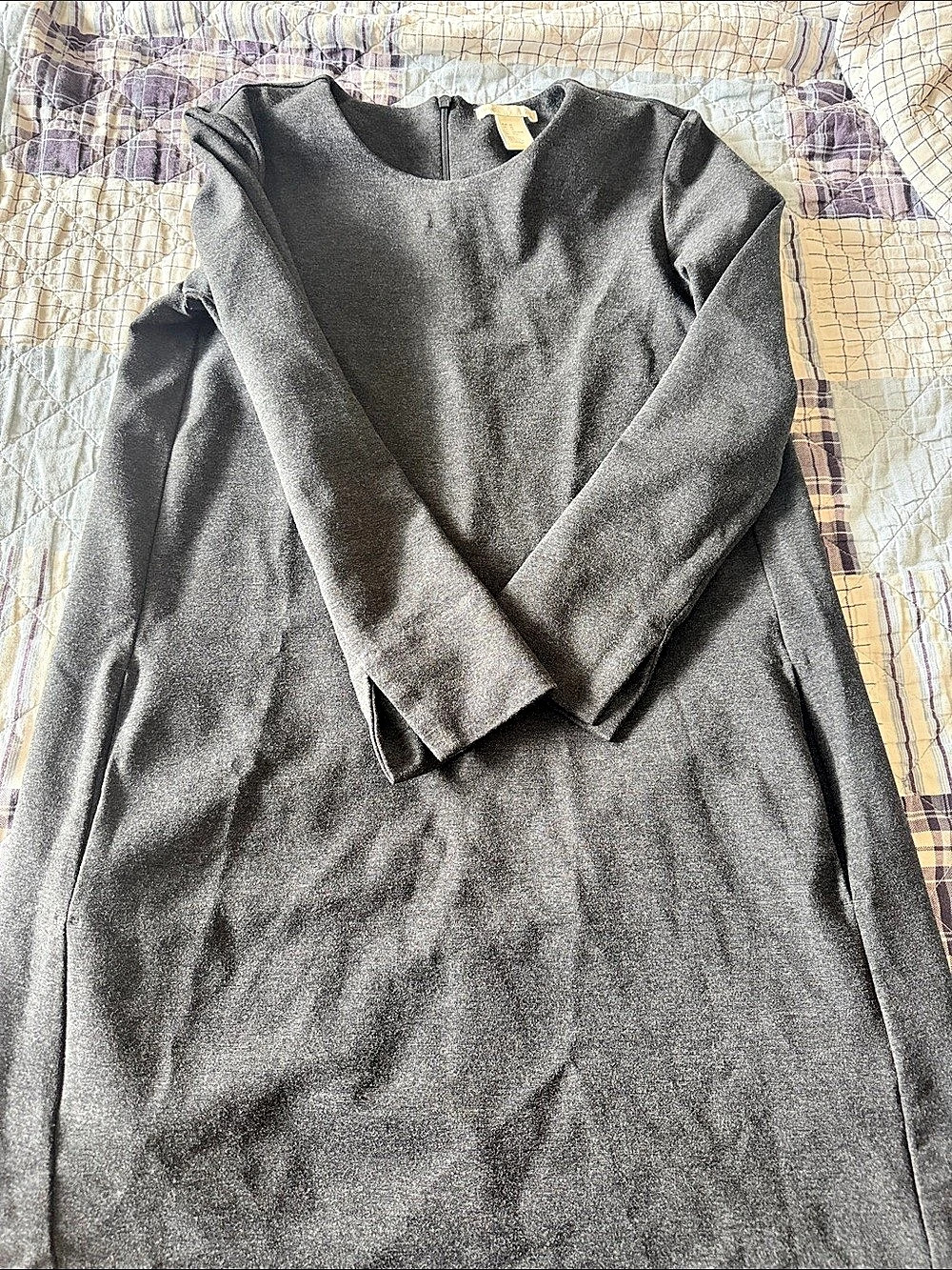 H&M Long Sleeve Mini Dress with Pockets Charcoal Gray XS